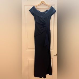 Aqua - Navy Blue off the Shoulder - Floor Length gown. Size 4